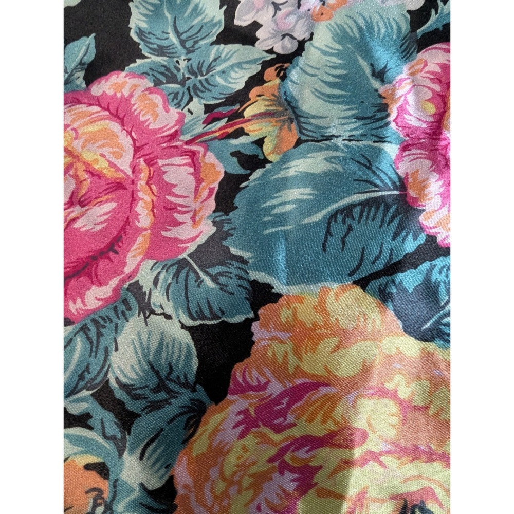 Vintage Kathryn Floral Satin Sleep Shirt Large Mumu Nightgown Long Sleeve Silky - Picture 8 of 12